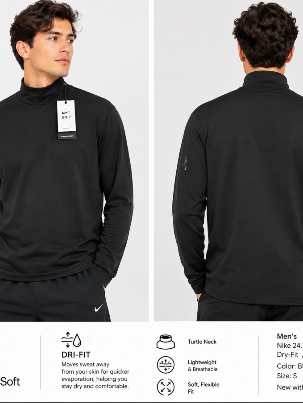 Nike Men’s Black Turtleneck Performance Sweater